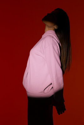 Hanorac Oversized Unisex Merch "CLANDESTINE". Bumbac 100%, roz pal