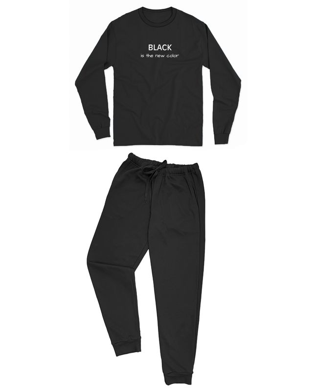 Pijama pentru barbati,  &quot;BLACK is the new color&quot;, 100% BUMBAC, Neagra