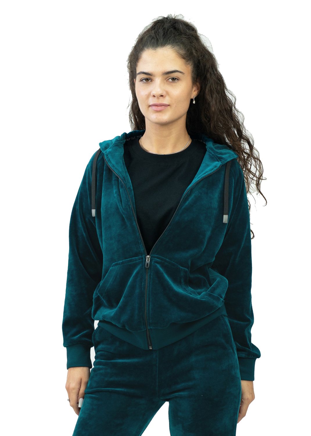 Trening Catifea Femei - Bluză și Pantaloni Verde
