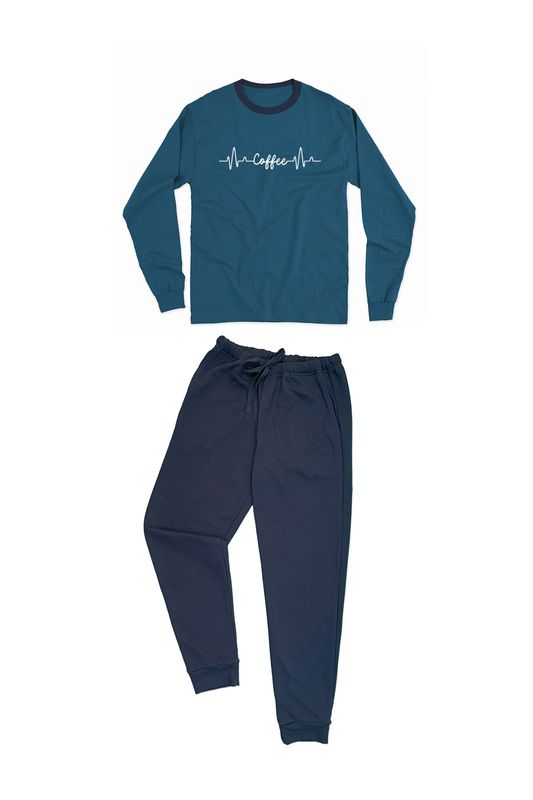 Pijama Albastra Coffee Beat