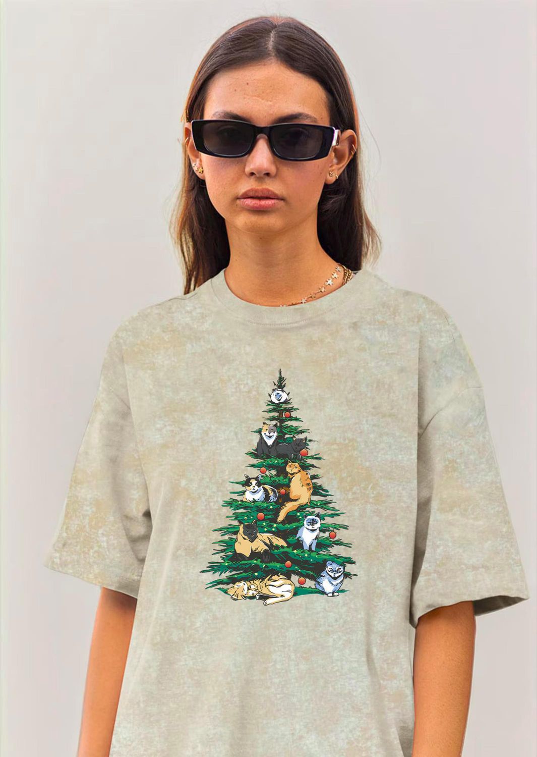 Tricou Galben Rock Christmas Tree Cats