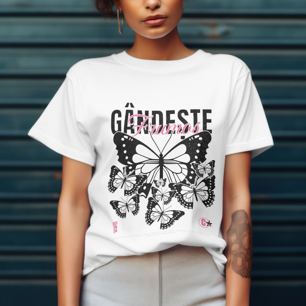 Tricou Alb Gandeste