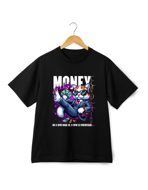 Tricou Oversize Negru Money Maker