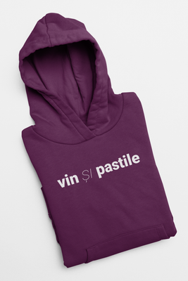 Hanorac Oversized Unisex  "Vin si Pastile",bumbac 100%, Roșu Burgundy
