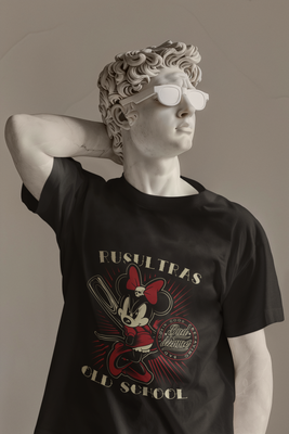 Tricou Barbati REGULAR FITT, RUSULTRAS Old School 100% Bumbac, Negru
