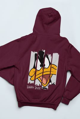 Hanorac Oversize UNISEX Daffy Duck , Bumbac 100%, Visiniu Bordo