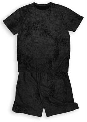 Set Pijama Pentru Bărbați Negru Rock Washed - Tricou și Pantaloni Scurți