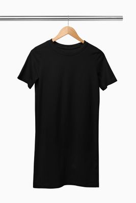 Cămașă de Noapte Neagră Stil Tricou Mânecă Scurtă
