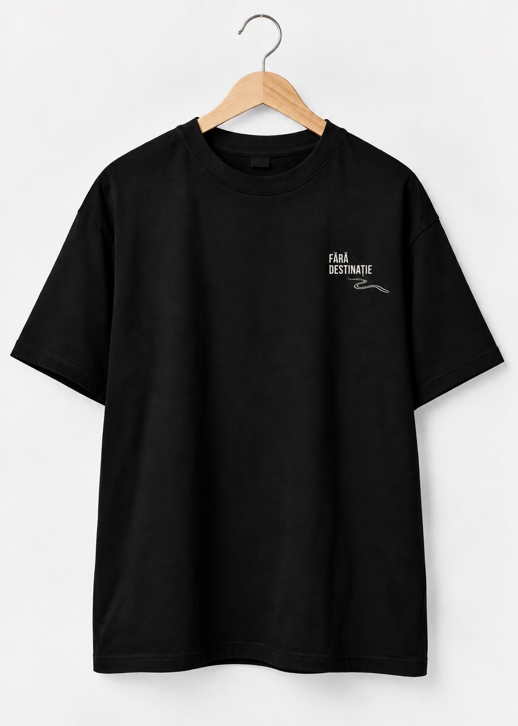Tricou Negru REGULAR FIT "Fără Destinație" – CLANDESTINE MOTO COLLECTION, Negru, Bumbac 100%