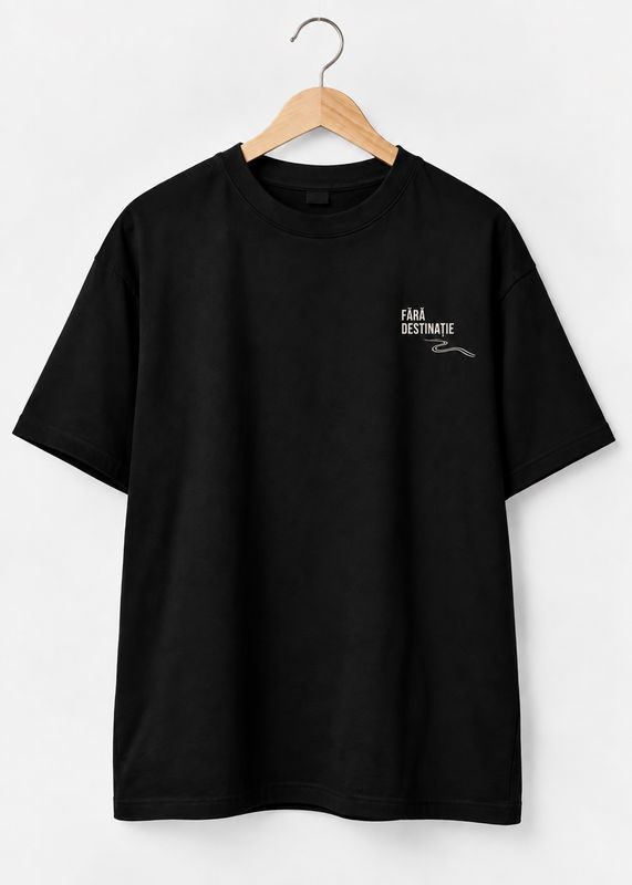 Tricou Negru REGULAR FIT "Fără Destinație" – CLANDESTINE MOTO COLLECTION, Negru, Bumbac 100%