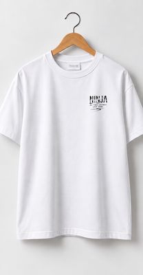Tricou Alb Bărbați Regular Fit Ninja – CLANDESTINE MOTO - BUMBAC 100%