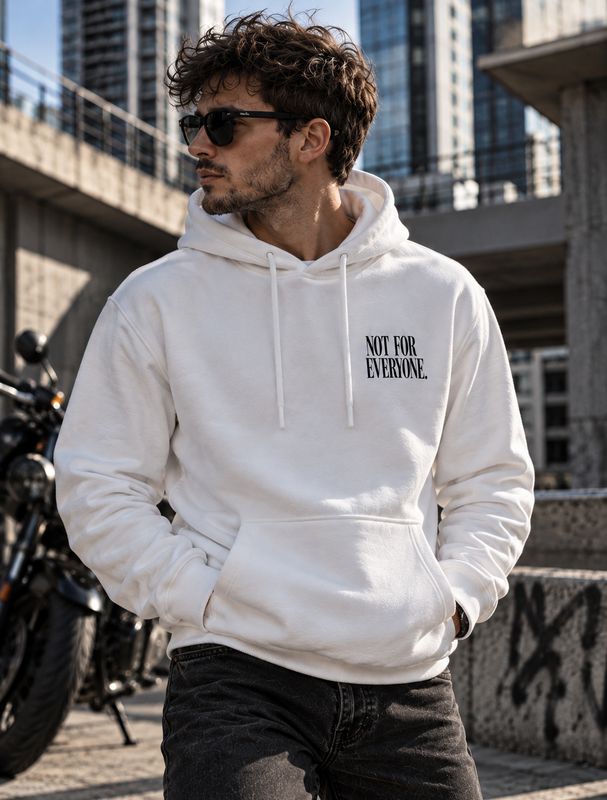 Hanorac Regular Fit, Barbati, 100% BUMBAC, ALB