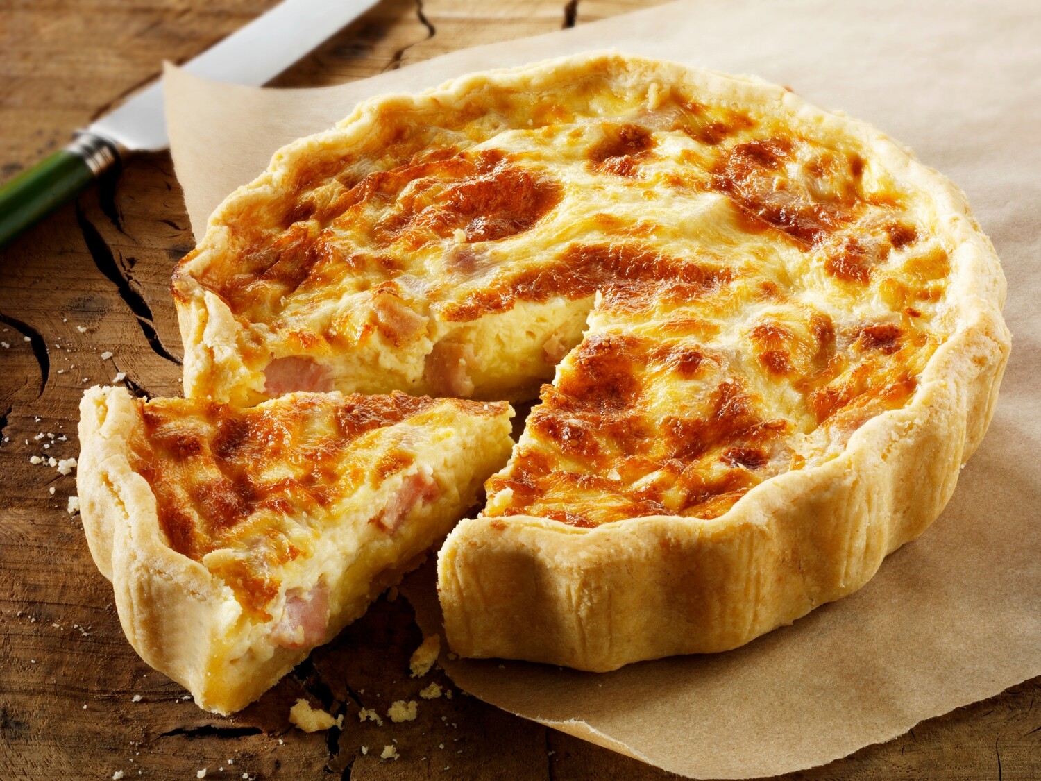 Quiche Lorraine , filled with Bacon, Cheese and topped with a tomato ...