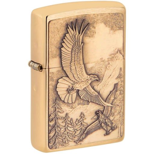 ZIPPO WHERE EAGLES DARE BRUSHED BRASS LIGHTER