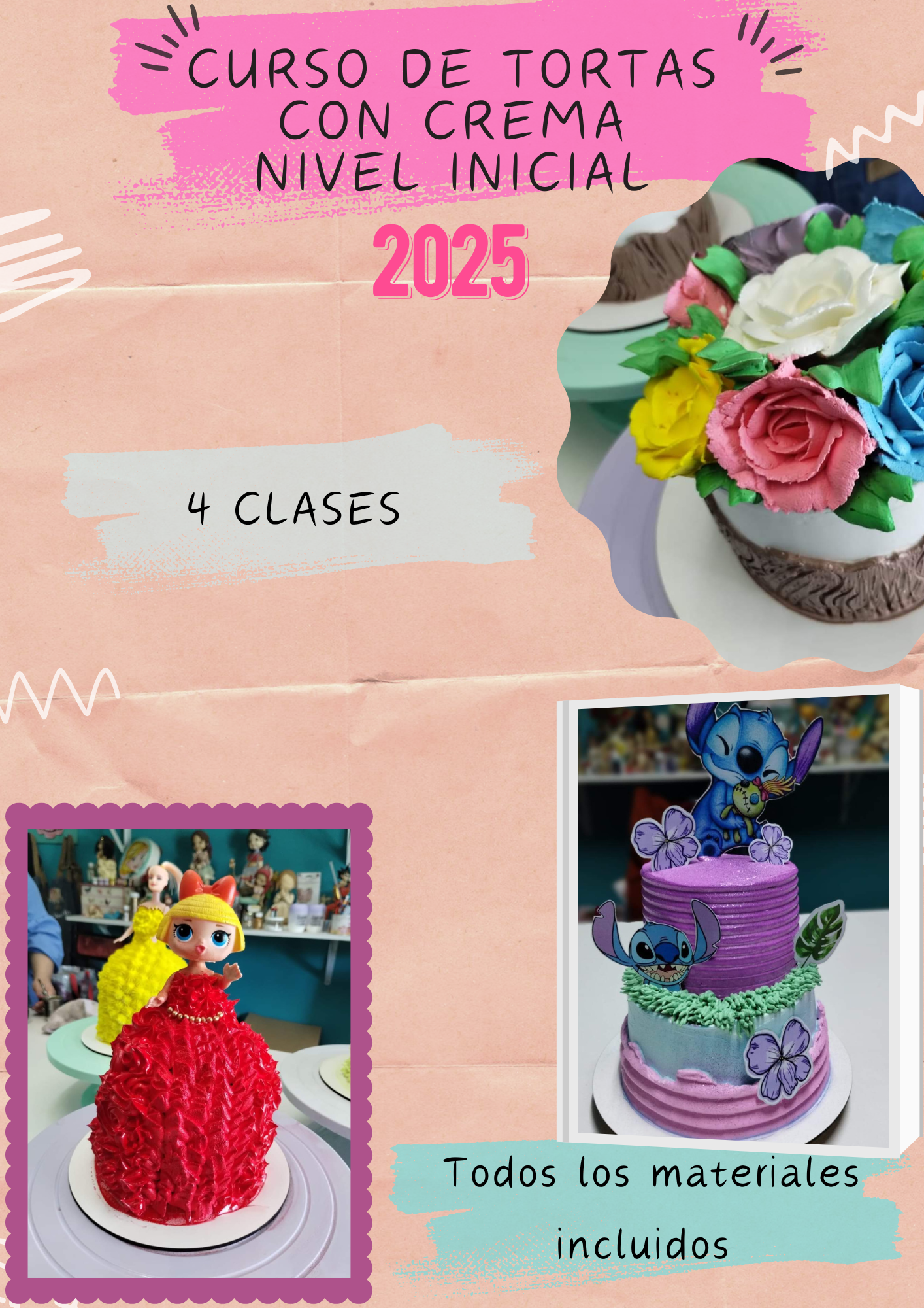 CURSO DE TORTAS CON CREMA NIVEL INICIAL 2025