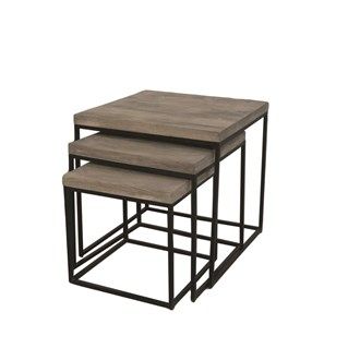 Grey Mango Wood Nest of Tables Set of 3