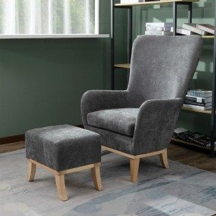 Grey Armchair with foot stool