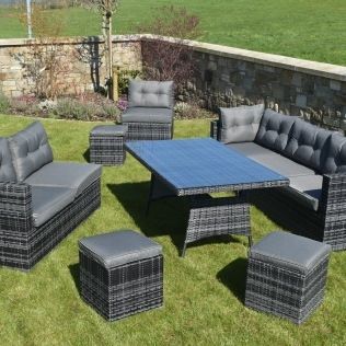 10 Piece Dark Rattan Dining Set