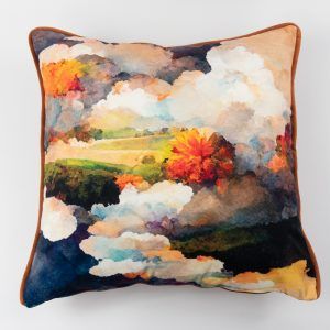 Watercolour Landscape 3 Cushion Rust Piping