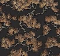 Stitch Pine Tree Black Vinyl Wallpaper