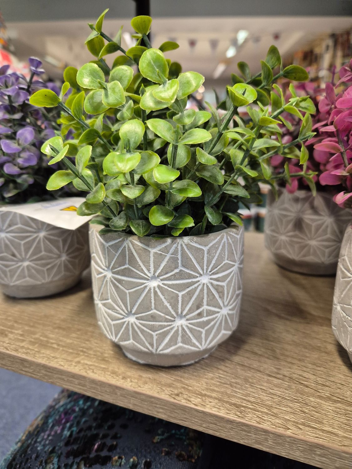 Floral Grey Pot Green