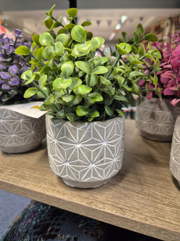 Floral Grey Pot Green
