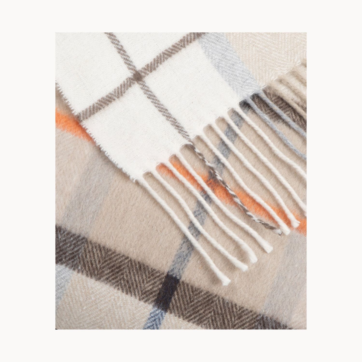 Sofia Toscano Babele Check Throw In Soft Recycled Cotton Plaid, Color: Biege