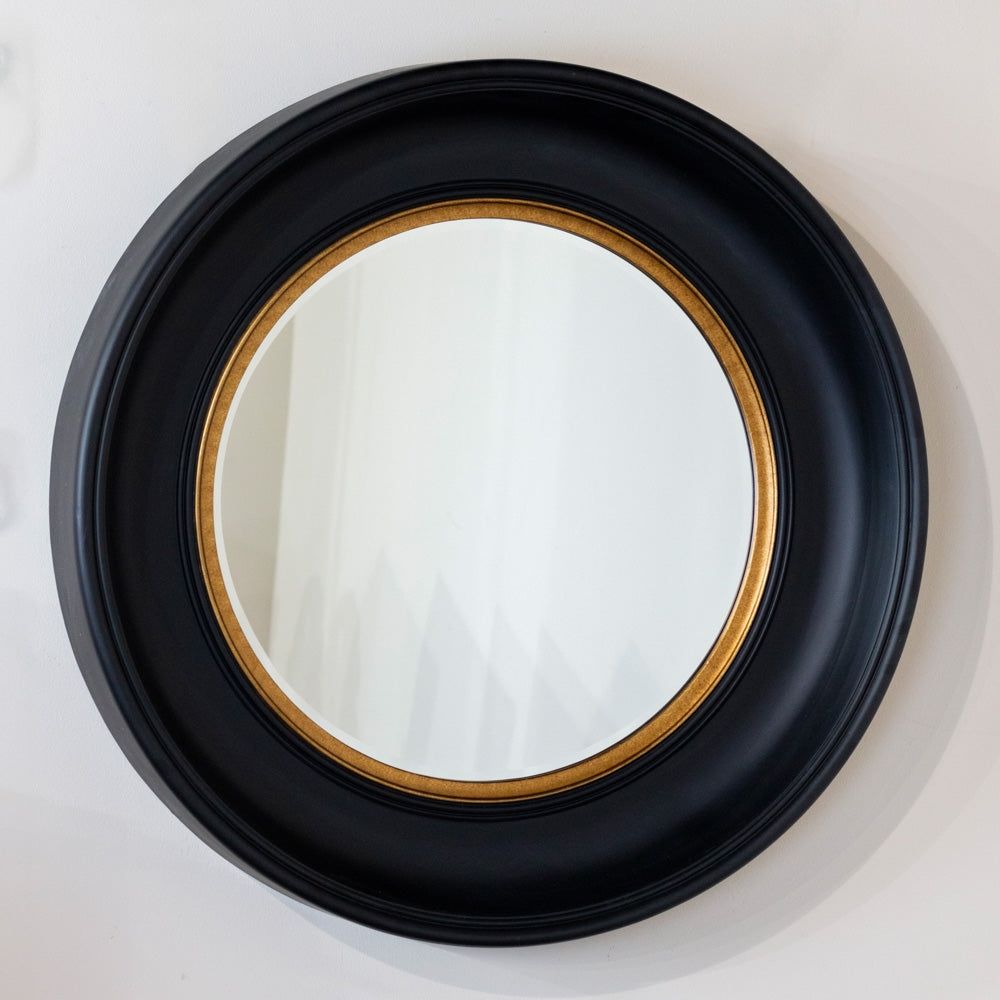Black/Gold Round Mirror
