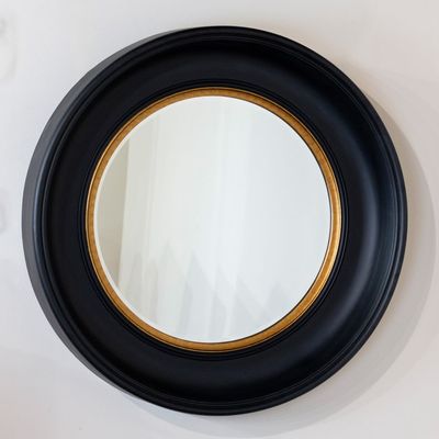 Black/Gold Round Mirror