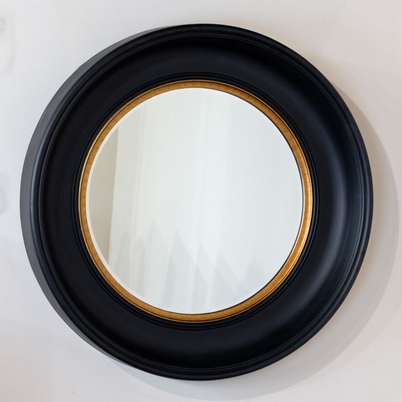 Black/Gold Round Mirror