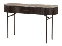 Hand Made Ribbed Metal Antique Bronze Finish with Exotice Marble Top Console Table