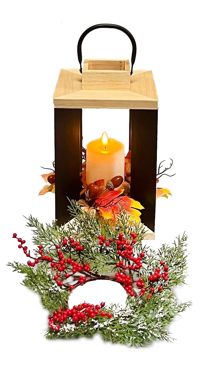 Wooden Angled Lantern Small