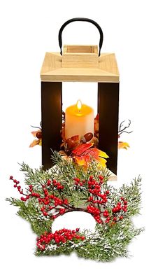Wooden Angled Lantern Small
