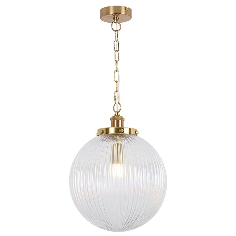 Ribbed Glass Matt Brass Pendant