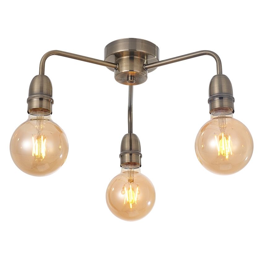 Antique Brass 3L Semi Flush