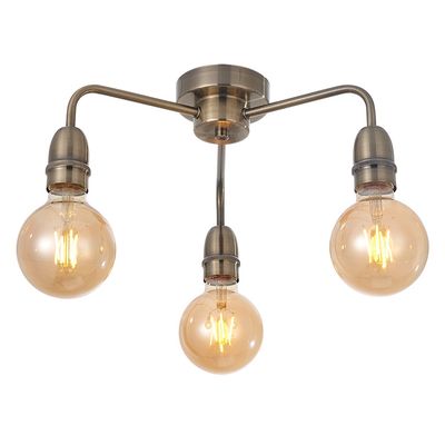 Antique Brass 3L Semi Flush
