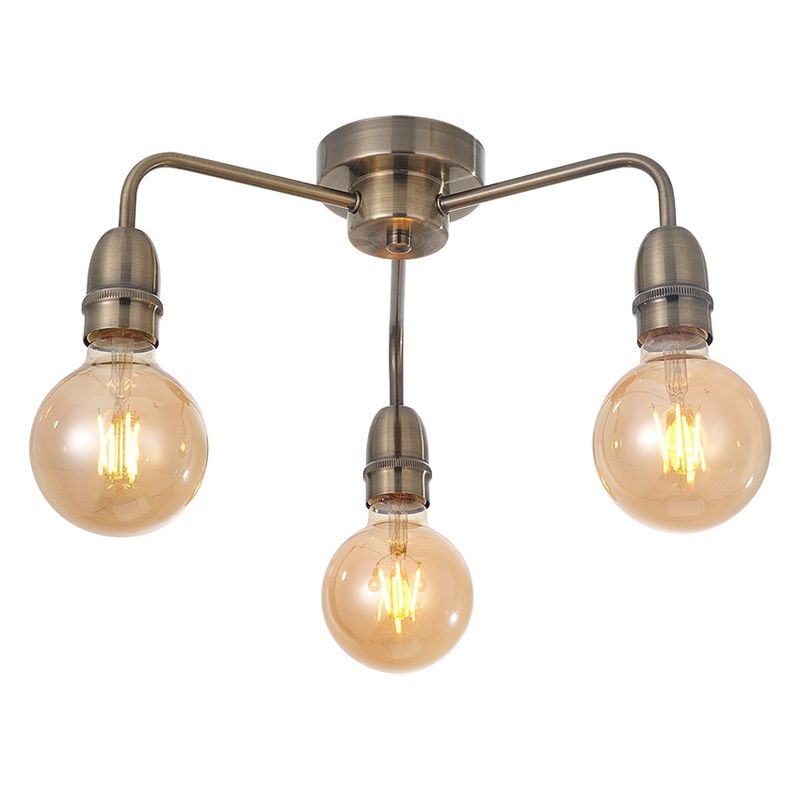 Antique Brass 3L Semi Flush