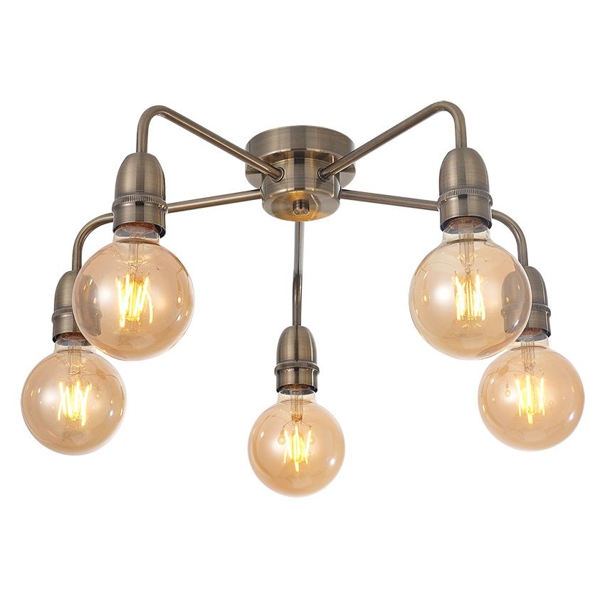 Antique Brass 5L Semi Flush