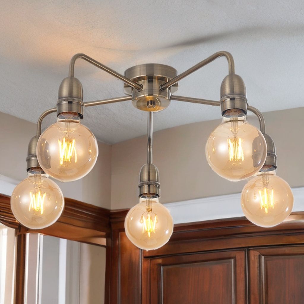 Antique Brass 5L Semi Flush