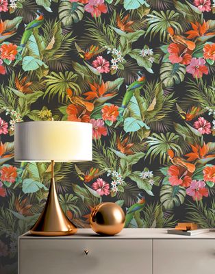 Paradise Birds Black/Multi Wallpaper