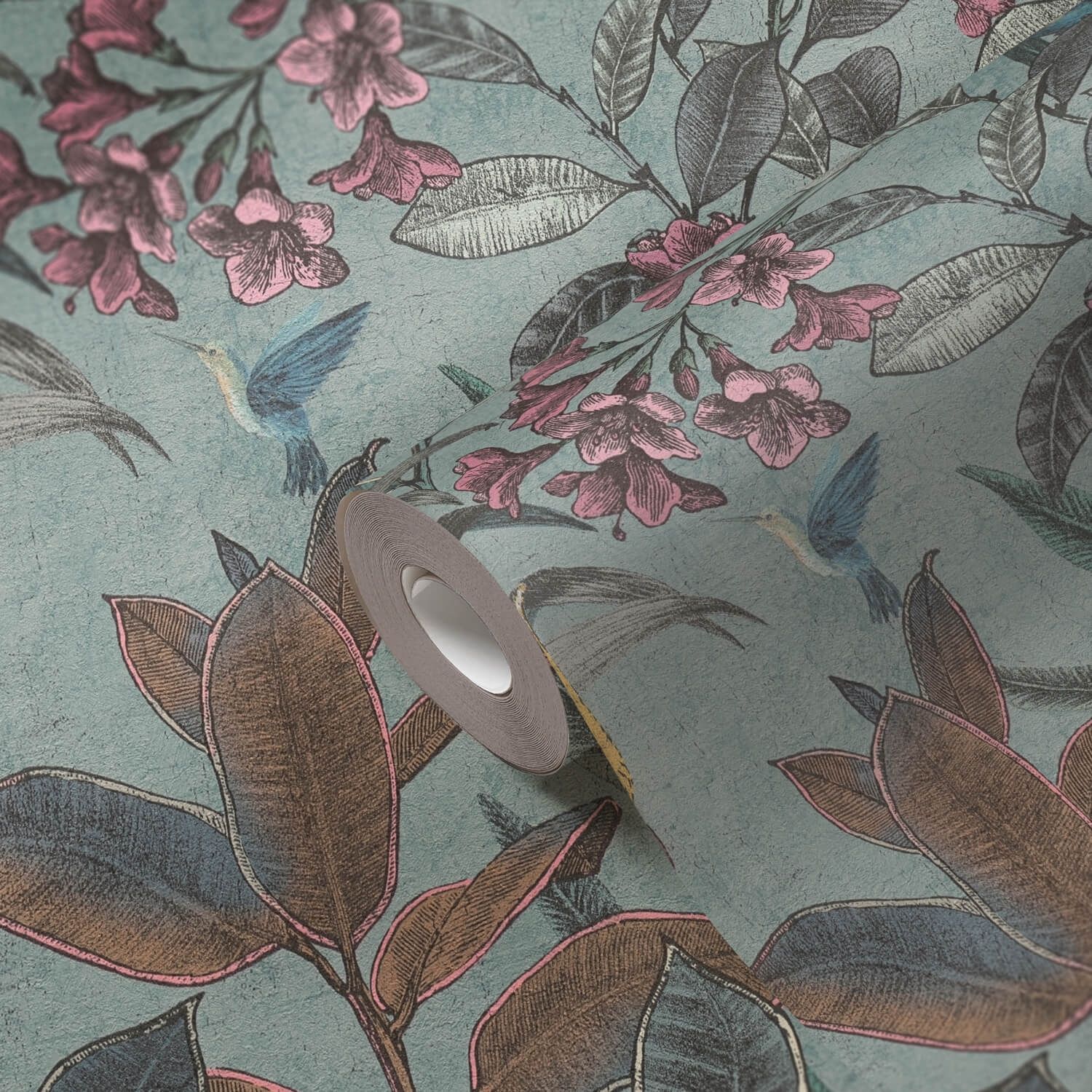 Jungle Wallpaper Green with Cockatoo