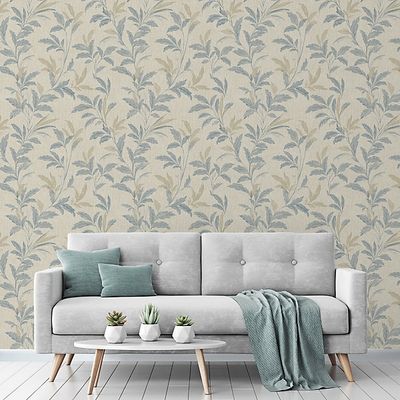 Organic Trail Neutral Blue Wallpaper