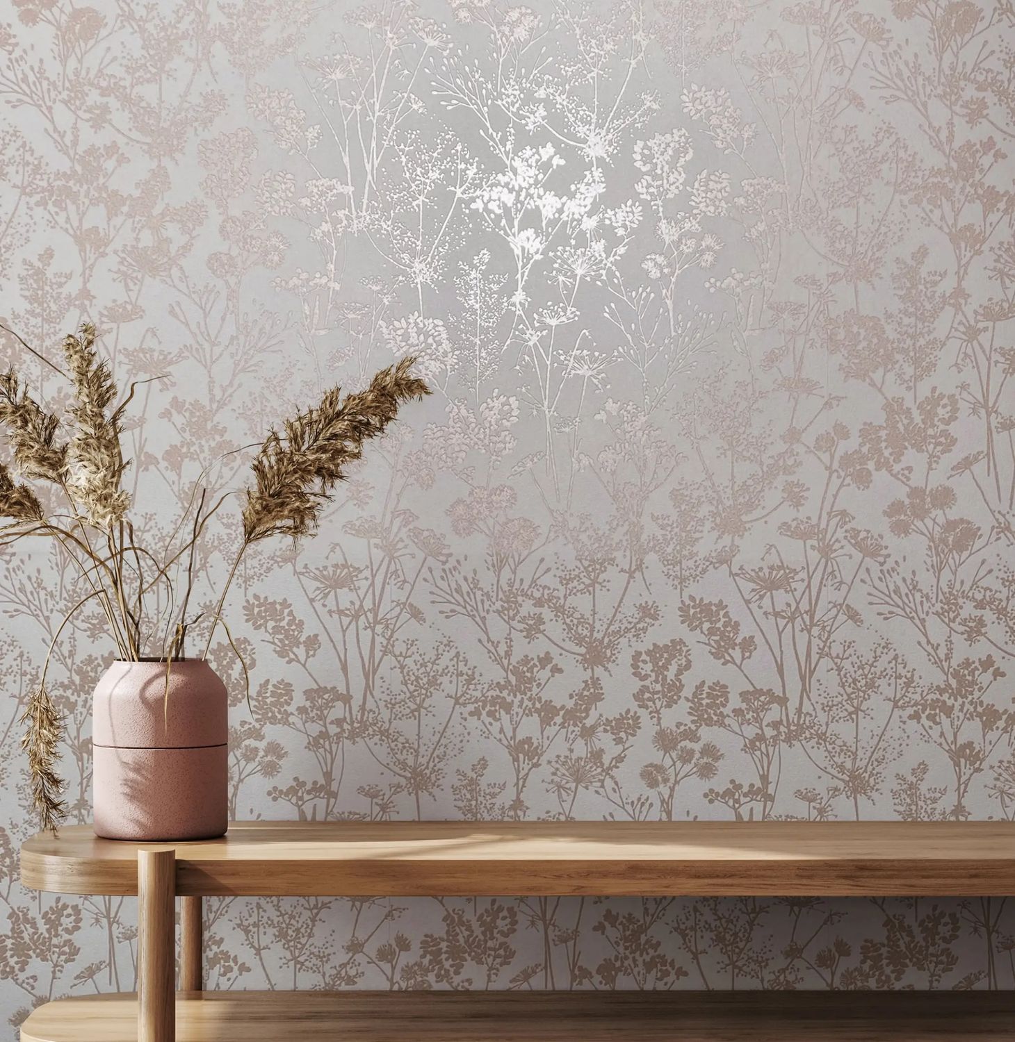 Beige Floral Wallpaper