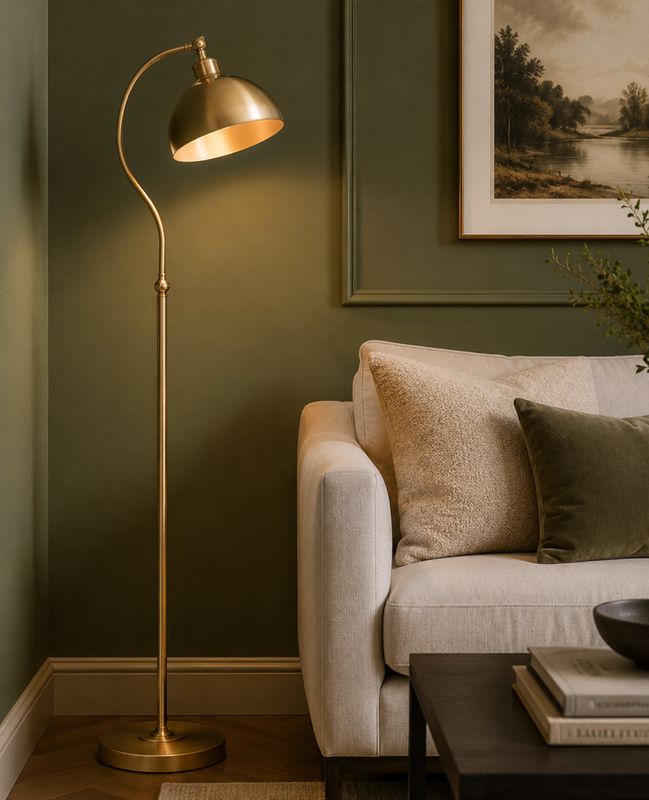 Brush Brass Swan Floor Lamp