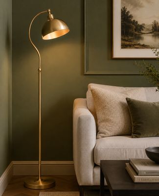 Brush Brass Swan Floor Lamp