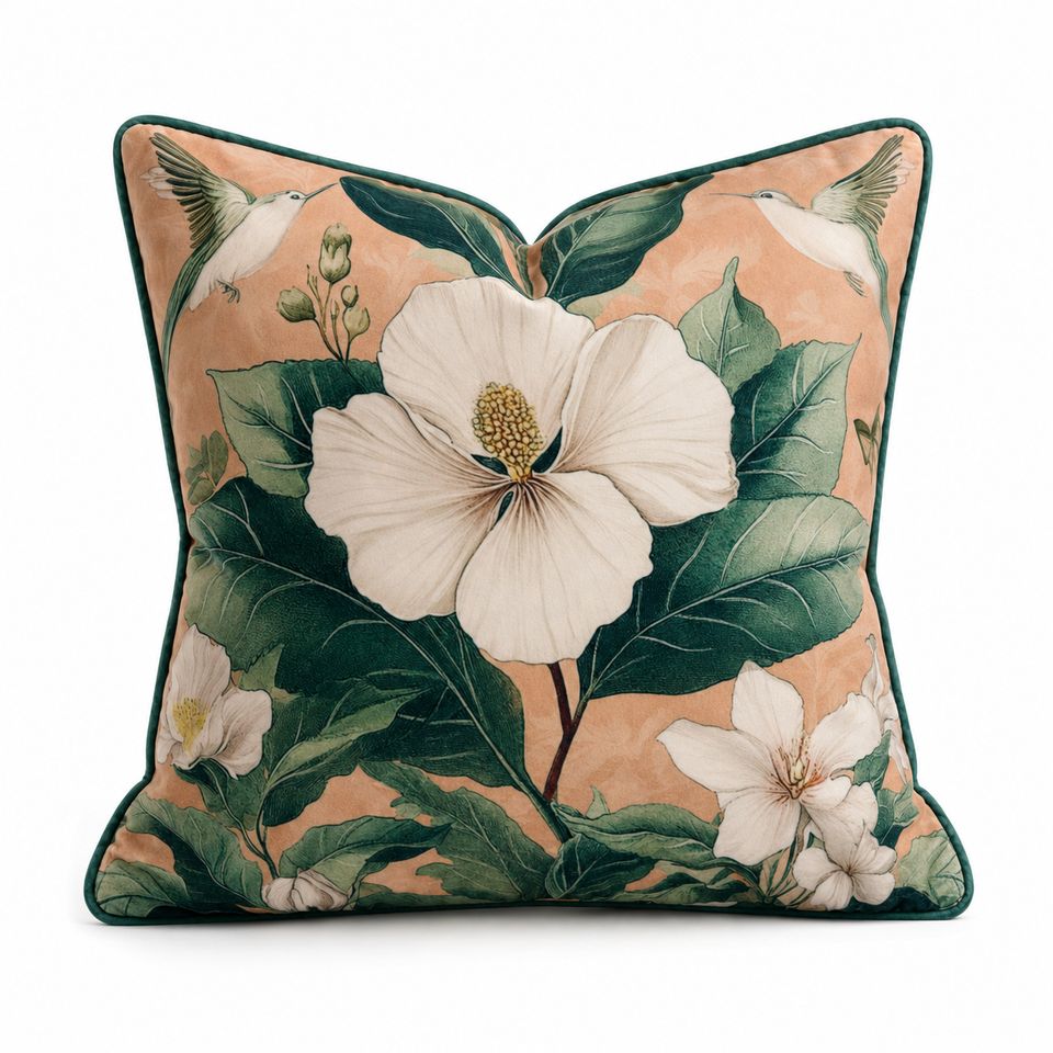 CUSHION F&amp;H VELVET FLORAL LILY