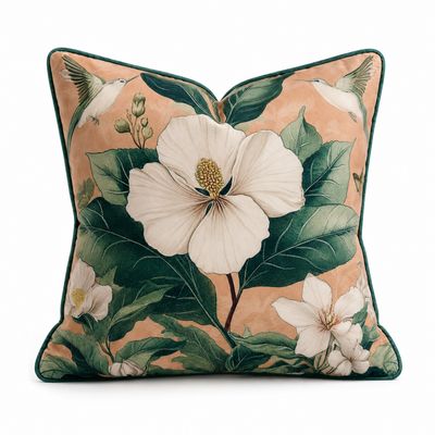 CUSHION F&amp;H VELVET FLORAL LILY