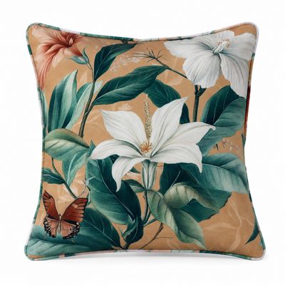 CUSHION F&amp;H VELVET FLORAL LILIES