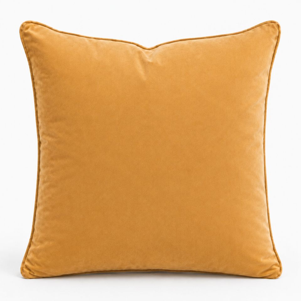 CUSHION F&amp;H VELVET PLAIN BUTTERSCOTCH