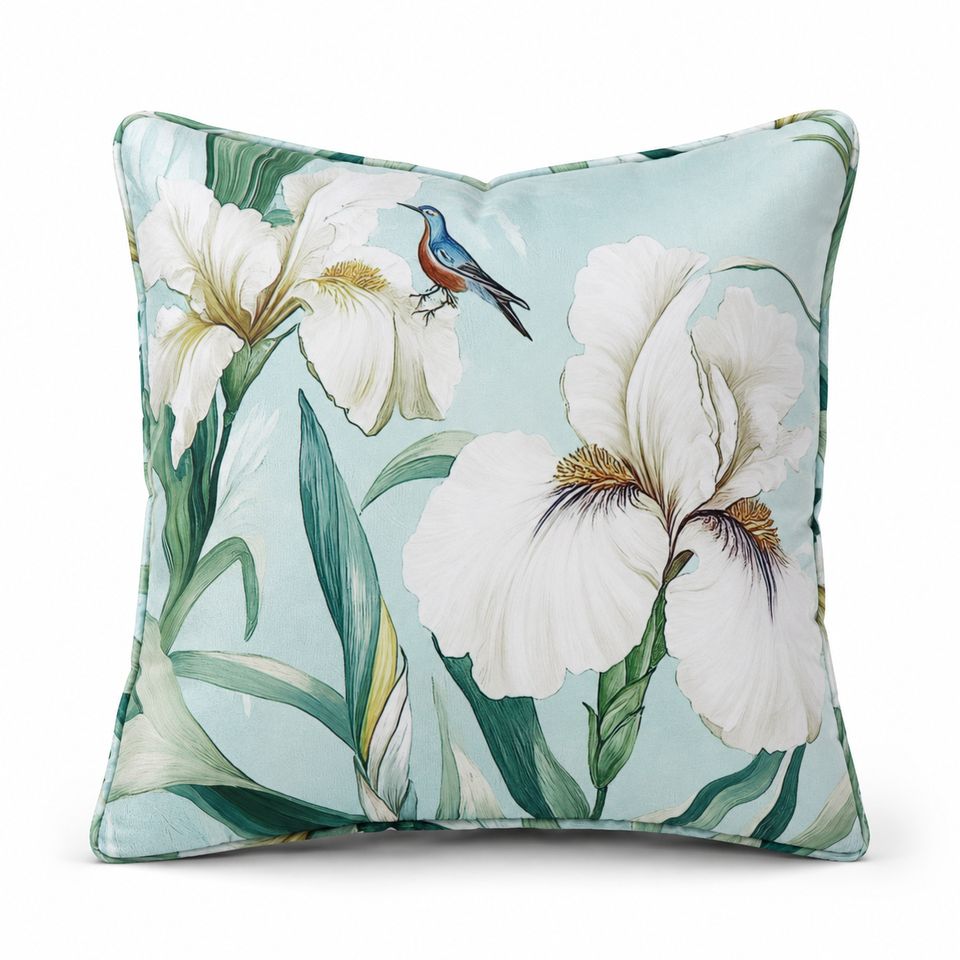 CUSHION F&amp;H VELVET FLORAL IRIS